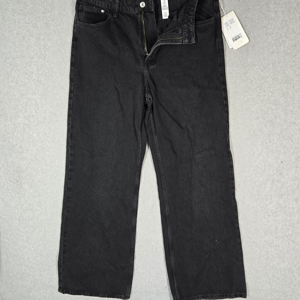 H&M Women Jeans US 12 Gray Denim Wide Leg Ultra High Waist 30" Inseam NWT